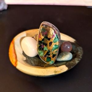 SALE - Mixed Mosaic Green Turquoise Ring